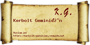 Kerbolt Geminián névjegykártya
